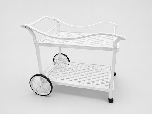 White Outdoor Aluminum Serving Tea Cart
