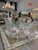 Chalk White Rococo 9 Piece Dining Table Set with Glass Top